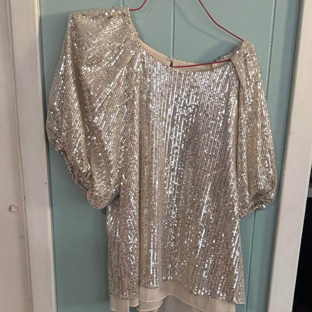 Glamorous Women's Silver Sequin Blouse